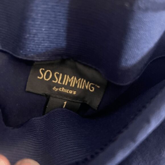 Chicos So Slimming Womens Pants 1 Navy Blue Stretch Straight Leg Trousers - Picture 3 of 4